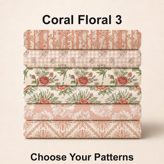 Coral Floral 3 Fabric Bundle Set - Shop now at American Fabric Prints
