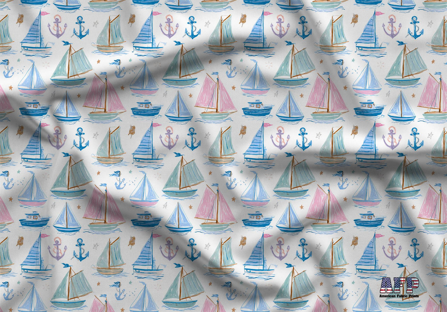Preppy Boats Fabric - Shop now at American Fabric Prints