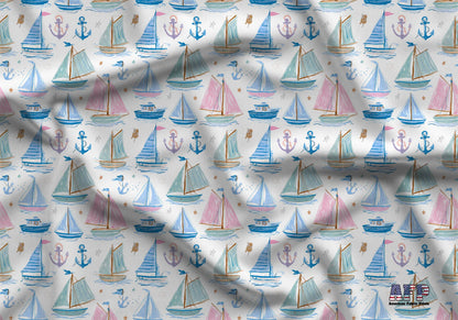Preppy Boats Fabric - Shop now at American Fabric Prints
