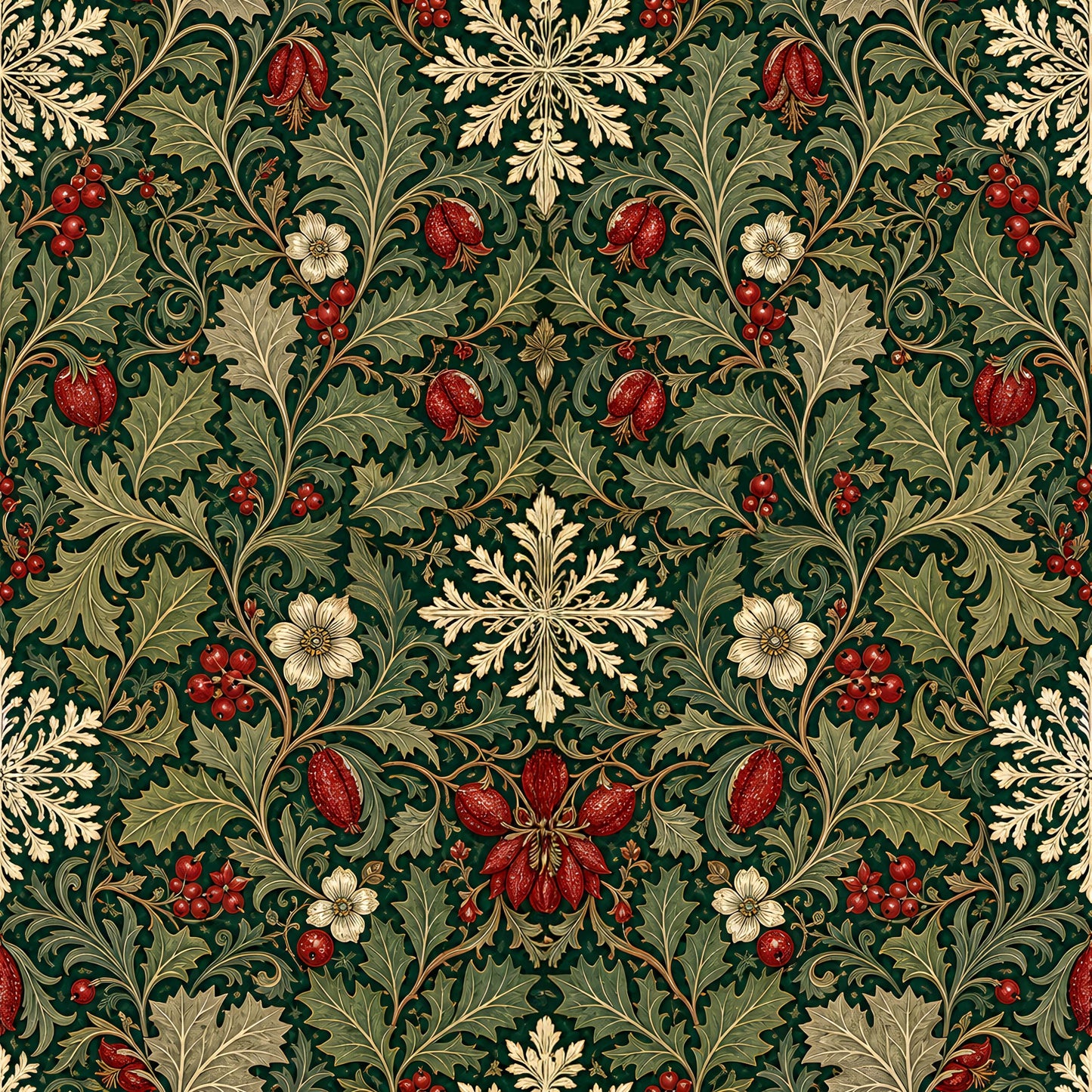 Victoriam Botanical Christmas Fabric - Shop now at American Fabric Prints