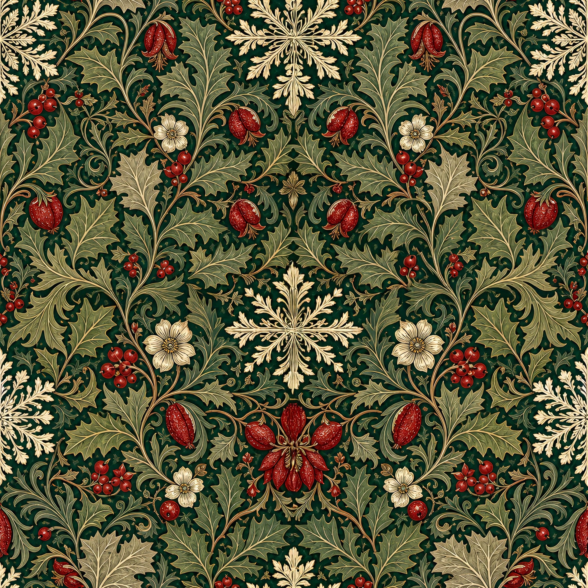 Victoriam Botanical Christmas Fabric - Shop now at American Fabric Prints