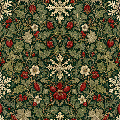 Victoriam Botanical Christmas Fabric - Shop now at American Fabric Prints