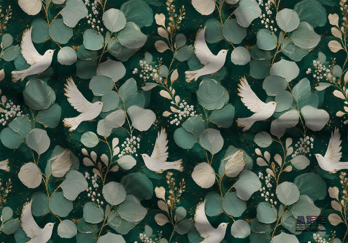 Eucalyptus Doves Fabric - Shop now at American Fabric Prints