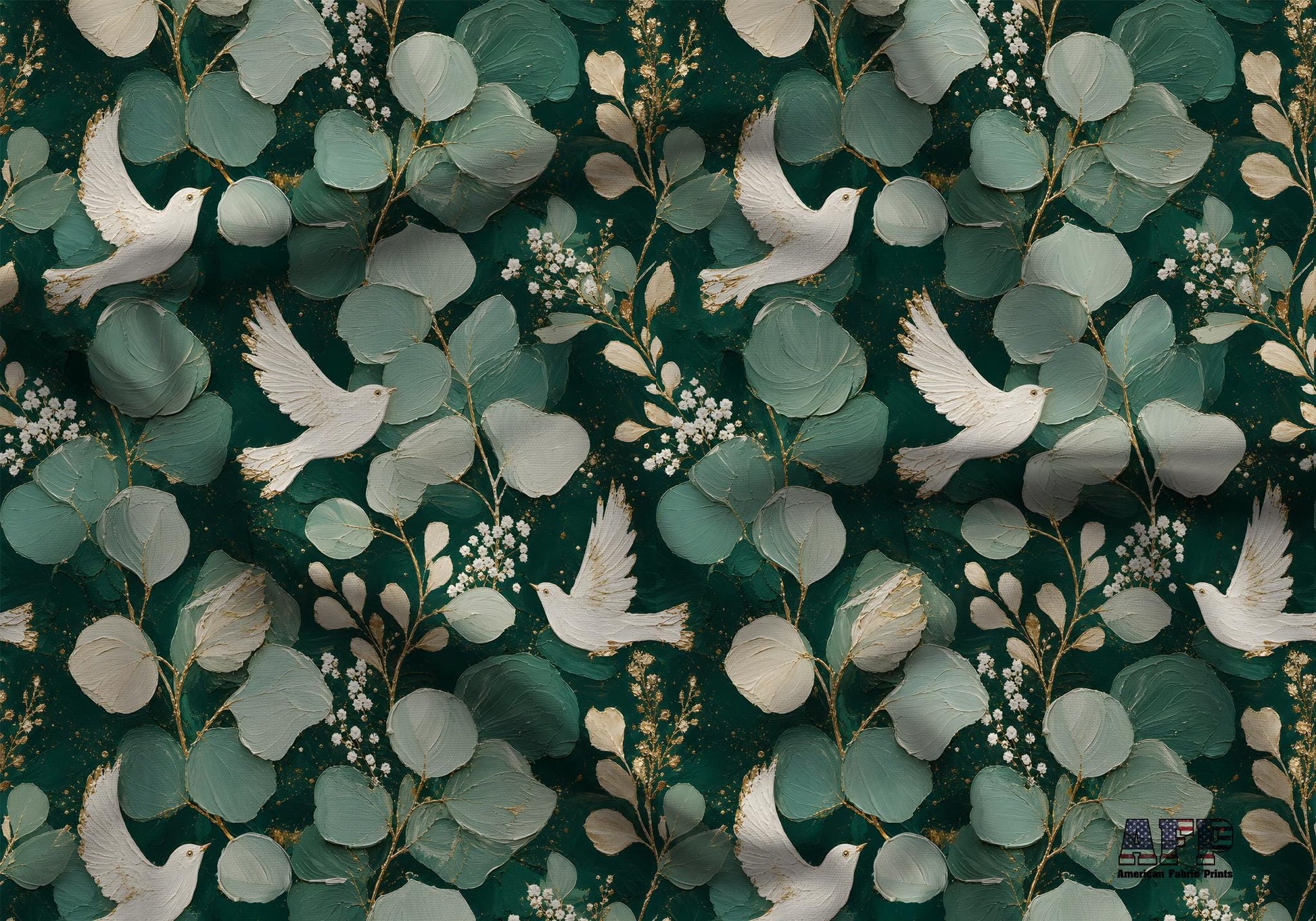 Eucalyptus Doves Fabric - Shop now at American Fabric Prints