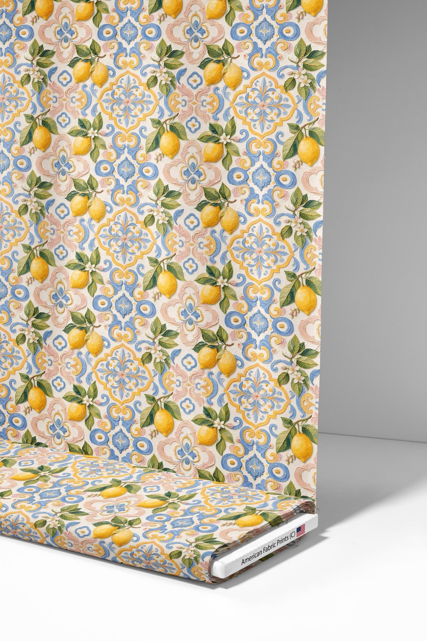 Lemon Tile Art Fabric - Shop now at American Fabric Prints