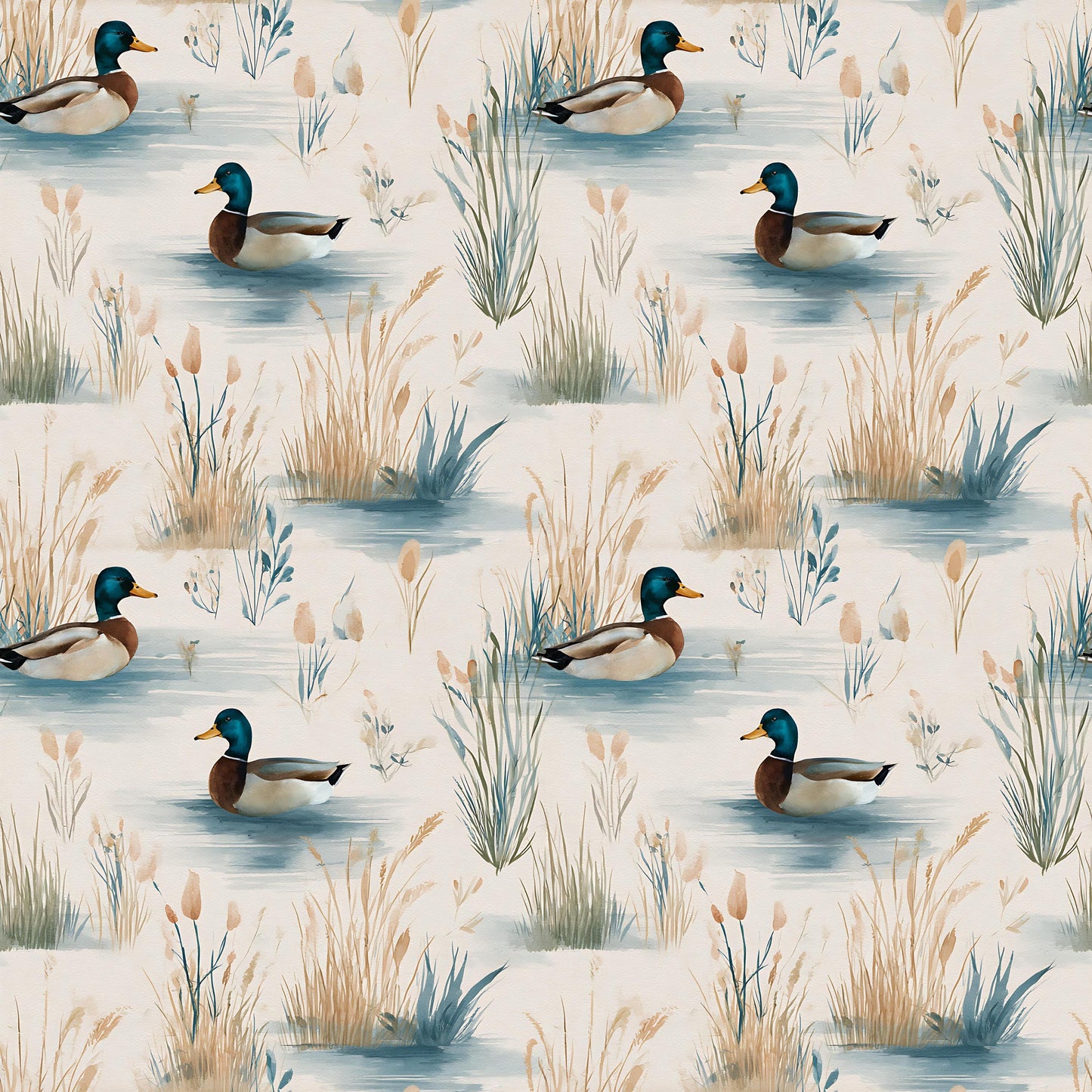 Watercolor Mallards Fabric - Shop now at American Fabric Prints