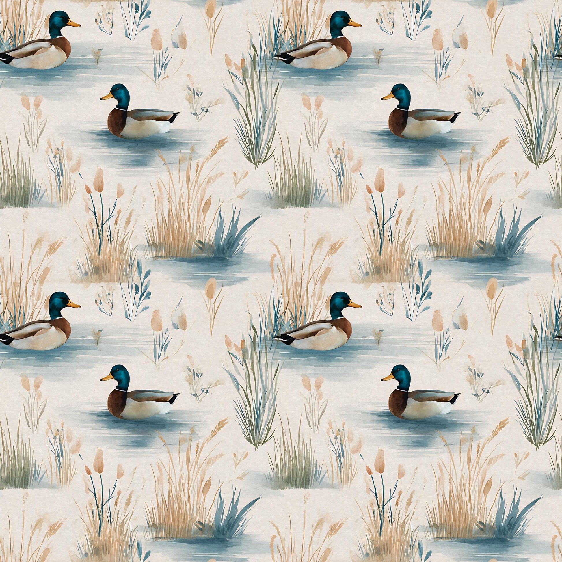 Watercolor Mallards Fabric - Shop now at American Fabric Prints