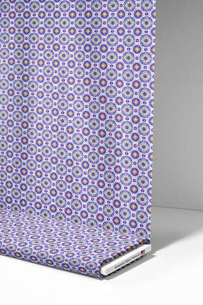 Purple Floral Tiles Fabric - Shop now at American Fabric Prints