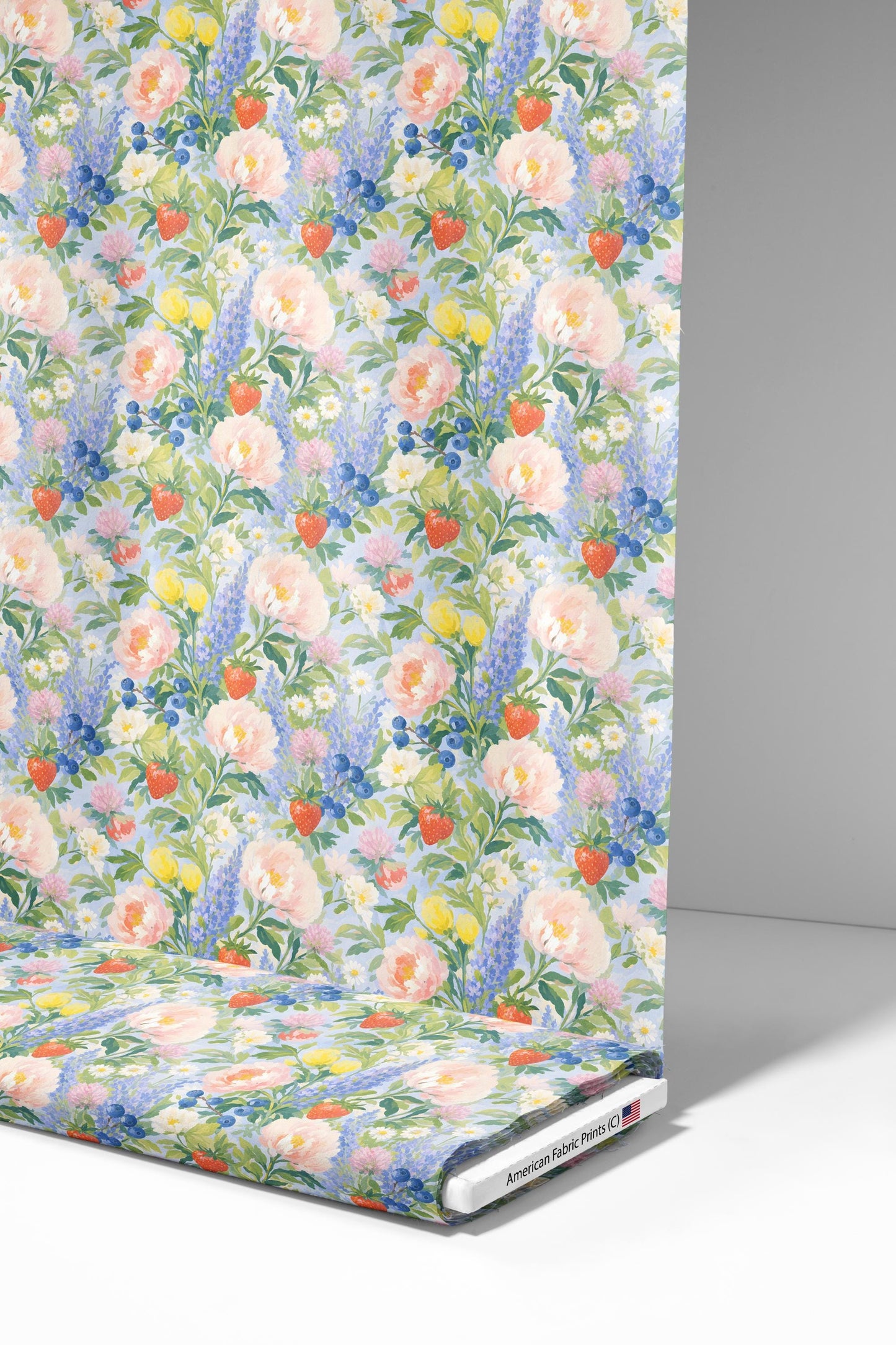 Straberry Blueberry and Floral Fabric - Shop now at American Fabric Prints