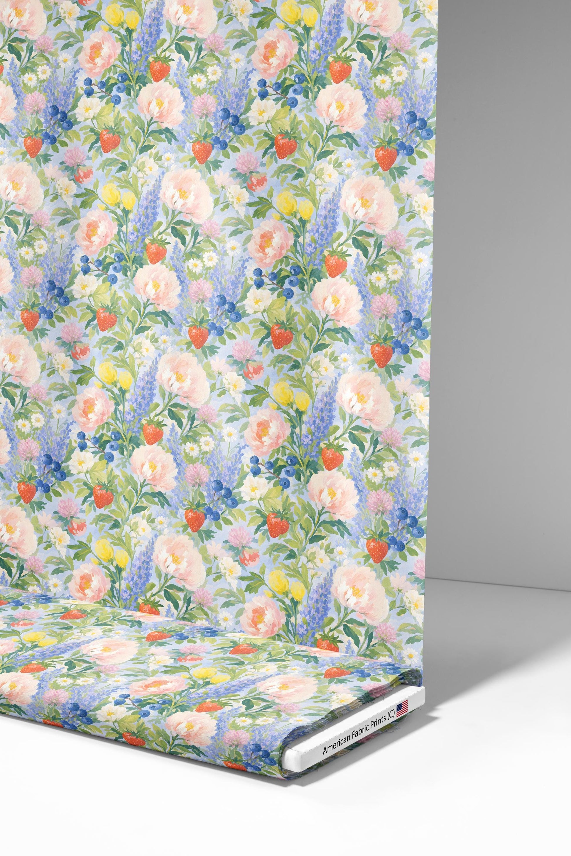 Straberry Blueberry and Floral Fabric - Shop now at American Fabric Prints