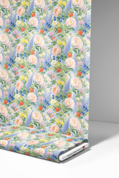 Straberry Blueberry and Floral Fabric - Shop now at American Fabric Prints