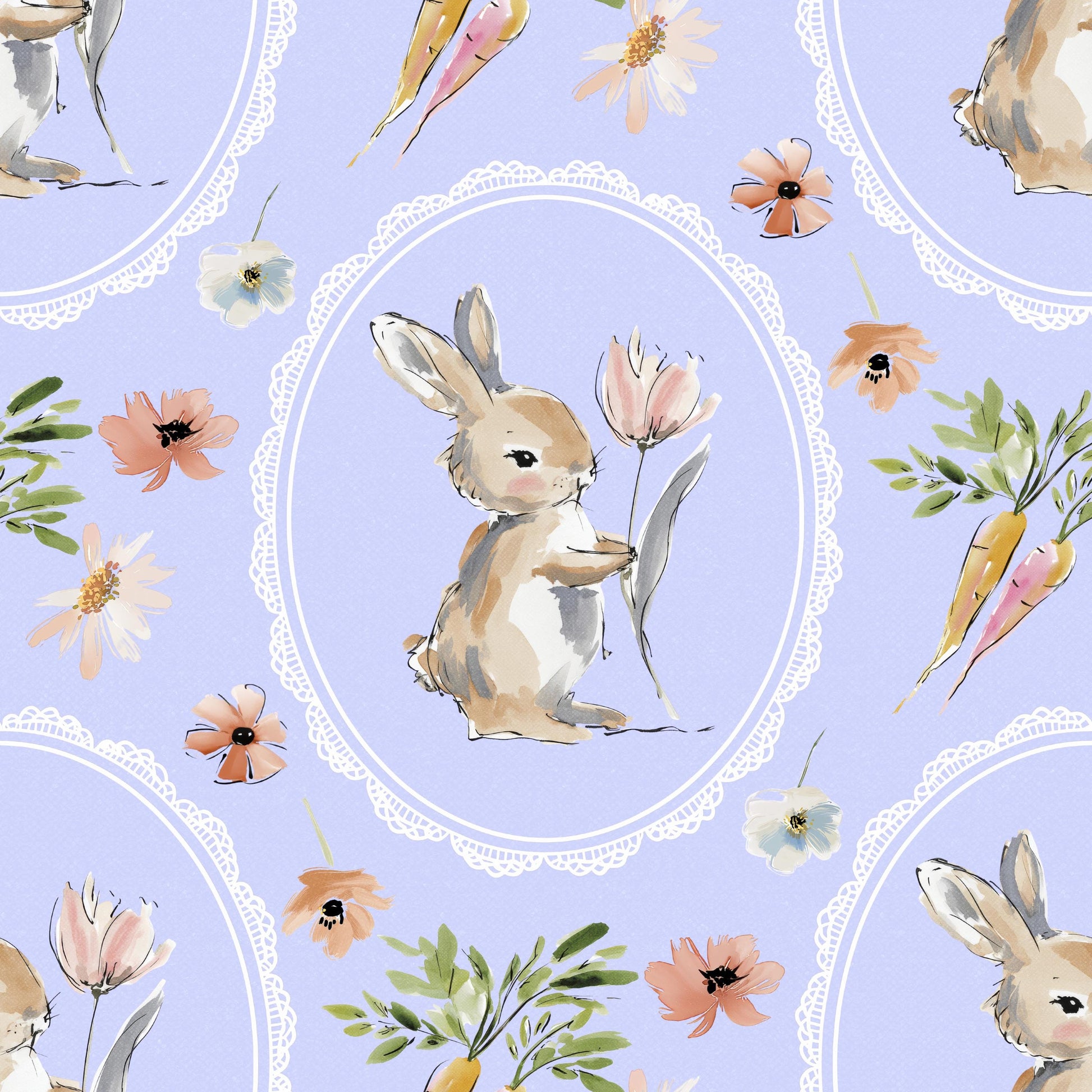 Framed Bunny Fabric - Shop now at American Fabric Prints