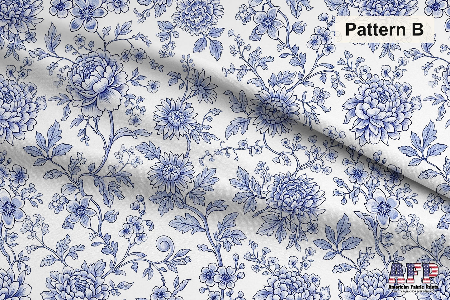 Blue Chinoiserie Toile De Jouy 2 Fabric Bundle Set - Shop now at American Fabric Prints