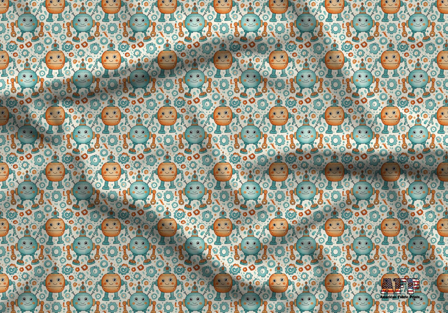 Smiing Robots Fabric - Shop now at American Fabric Prints