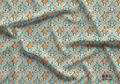 Smiing Robots Fabric - Shop now at American Fabric Prints
