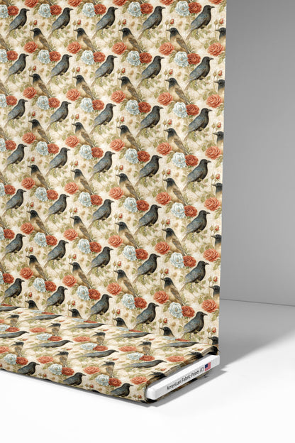 Heirloom Victorian Crows Fabric - Shop now at American Fabric Prints