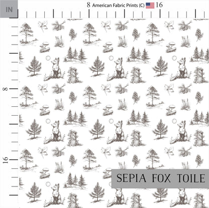 Fox Toile Cotton Fabric. Made in the USA by American Fabric Prints.
