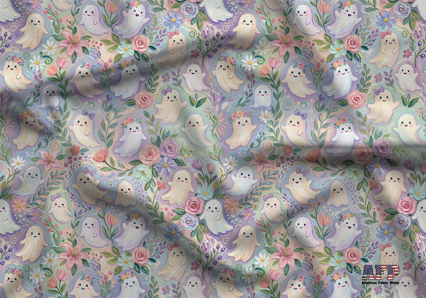 Cute Floral Ghosts Fabric - Shop now at American Fabric Prints
