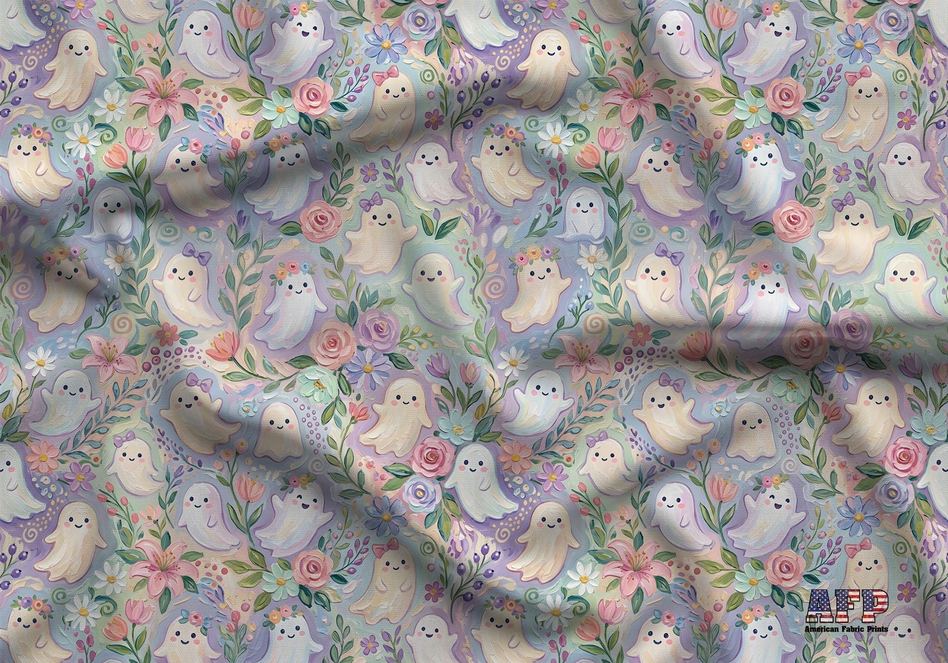 Cute Floral Ghosts Fabric - Shop now at American Fabric Prints