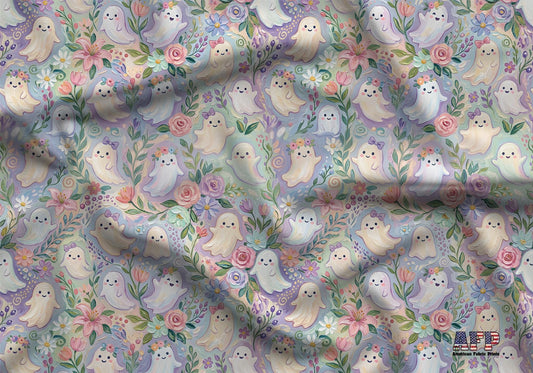 Cute Floral Ghosts Fabric - Shop now at American Fabric Prints