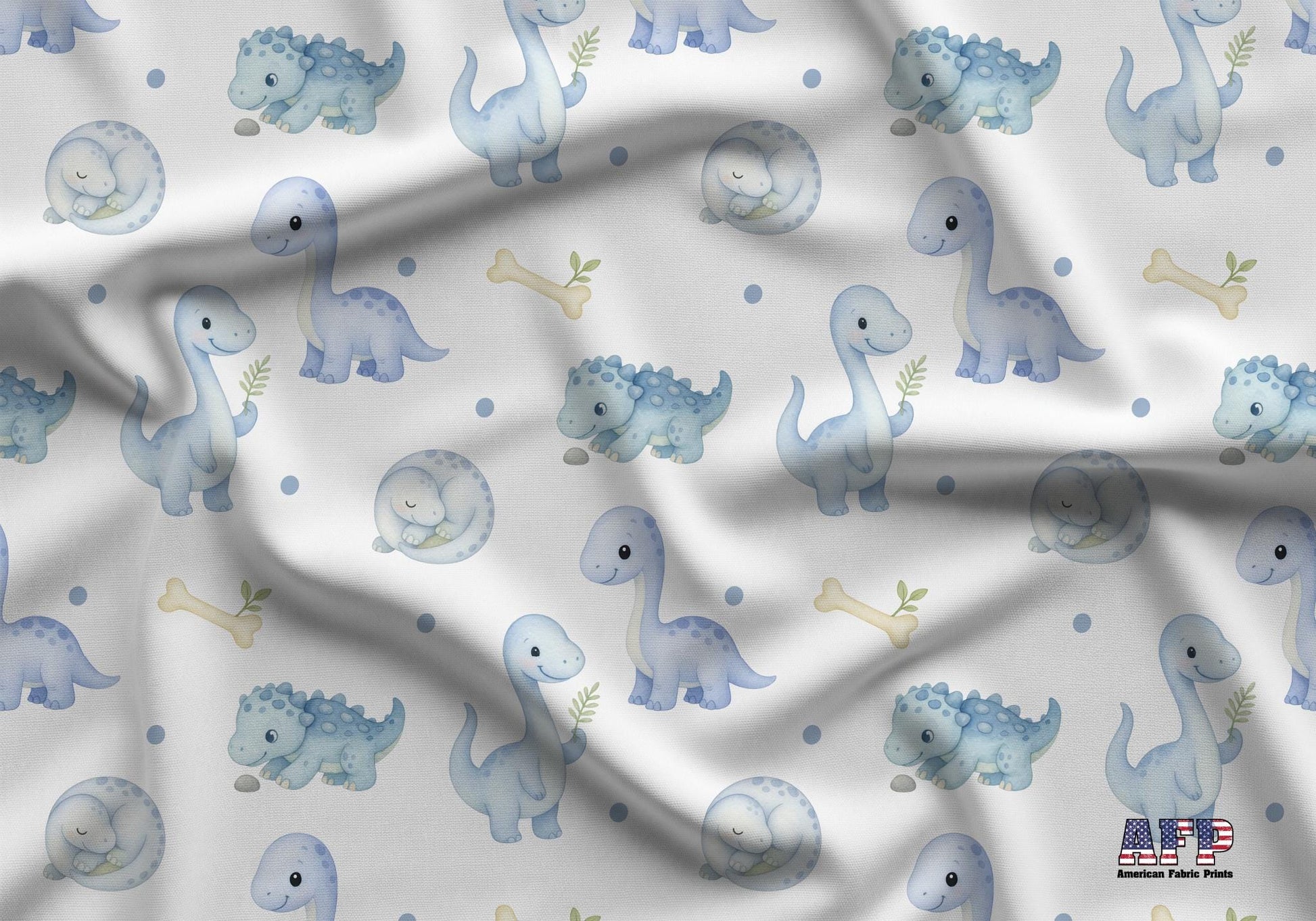 Tiny Blue Dinosaurs Fabric - Shop now at American Fabric Prints