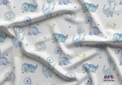 Tiny Blue Dinosaurs Fabric - Shop now at American Fabric Prints