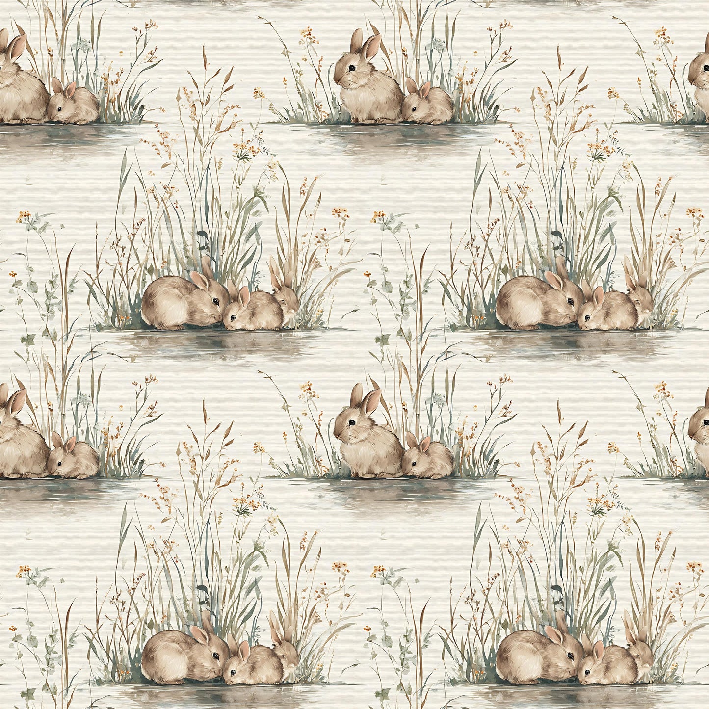 Bunnies at the Pond Fabric - Shop now at American Fabric Prints