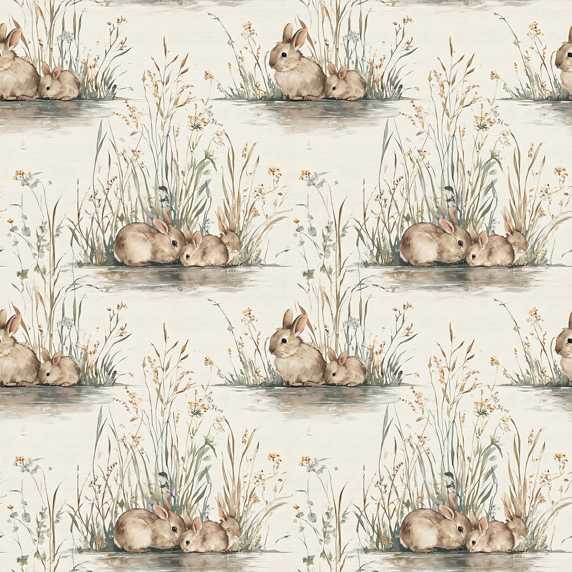 Bunnies at the Pond Fabric - Shop now at American Fabric Prints