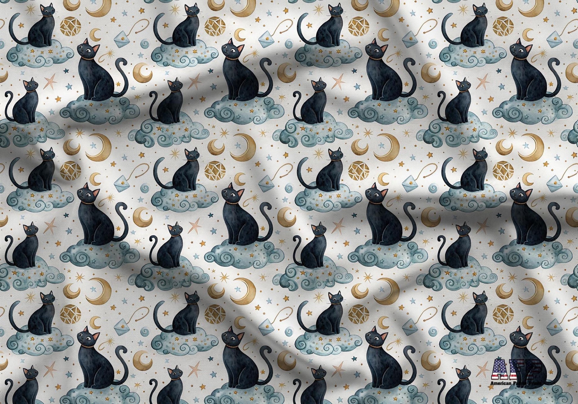 Good Night Cat Fabric - Shop now at American Fabric Prints