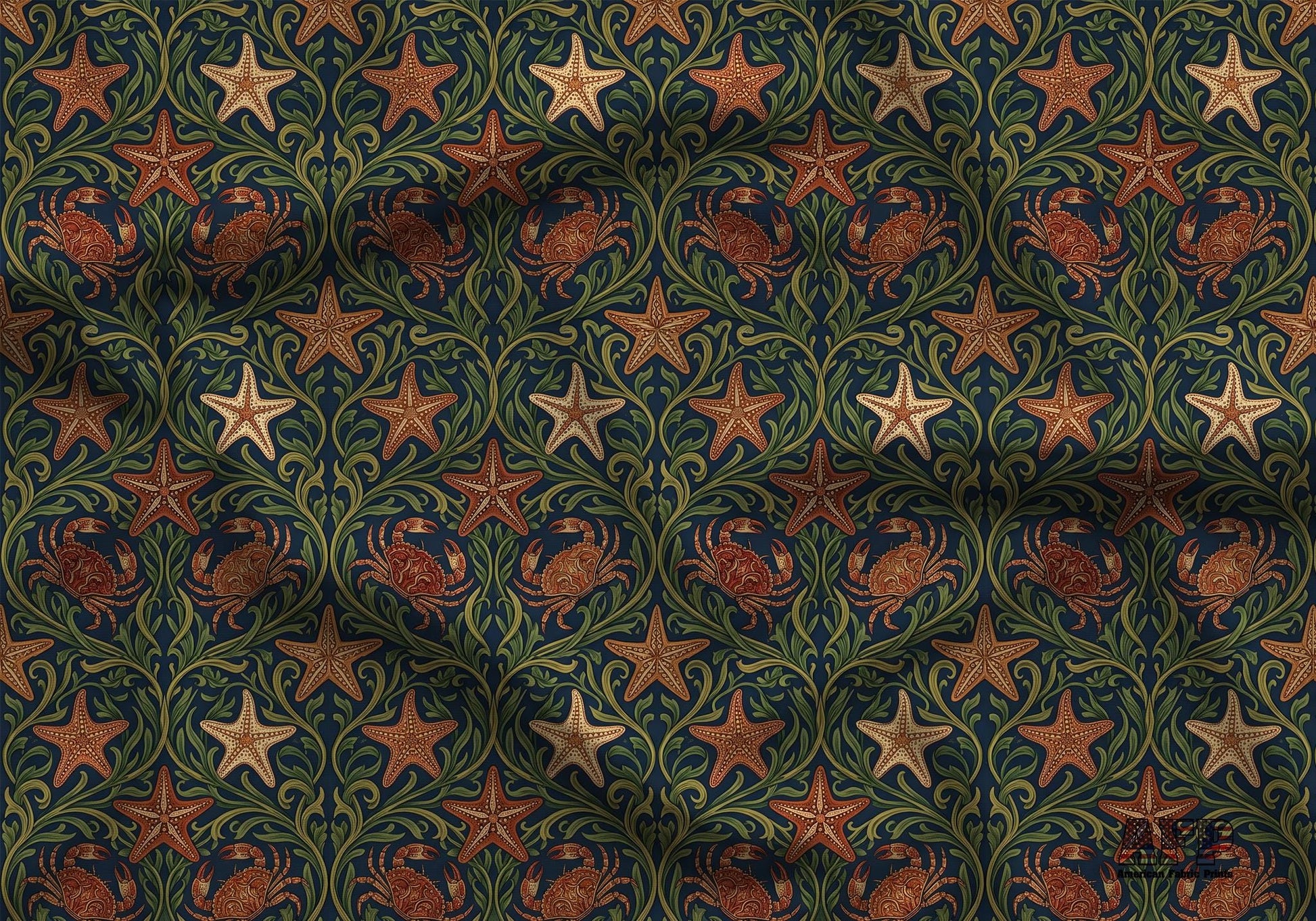 Crabs and Starfish Fabric - Shop now at American Fabric Prints