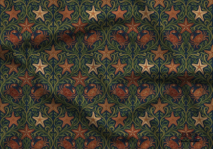 Crabs and Starfish Fabric - Shop now at American Fabric Prints