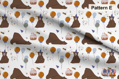 Birthday Animals Fabric Coordinates. Choose Your Patterns or Choose them All! Pattern E Shown. Shop now at American Fabric Prints.