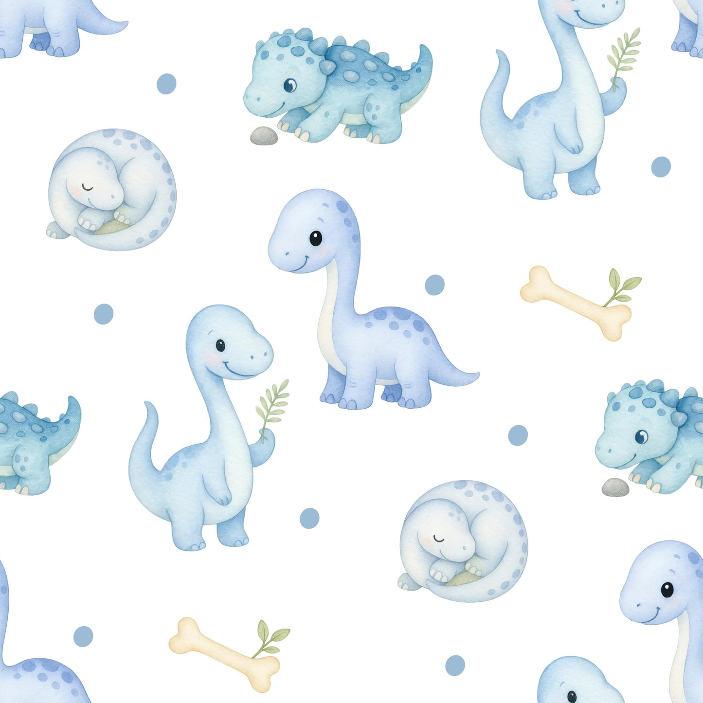 Tiny Blue Dinosaurs Fabric - Shop now at American Fabric Prints