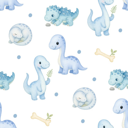 Tiny Blue Dinosaurs Fabric - Shop now at American Fabric Prints
