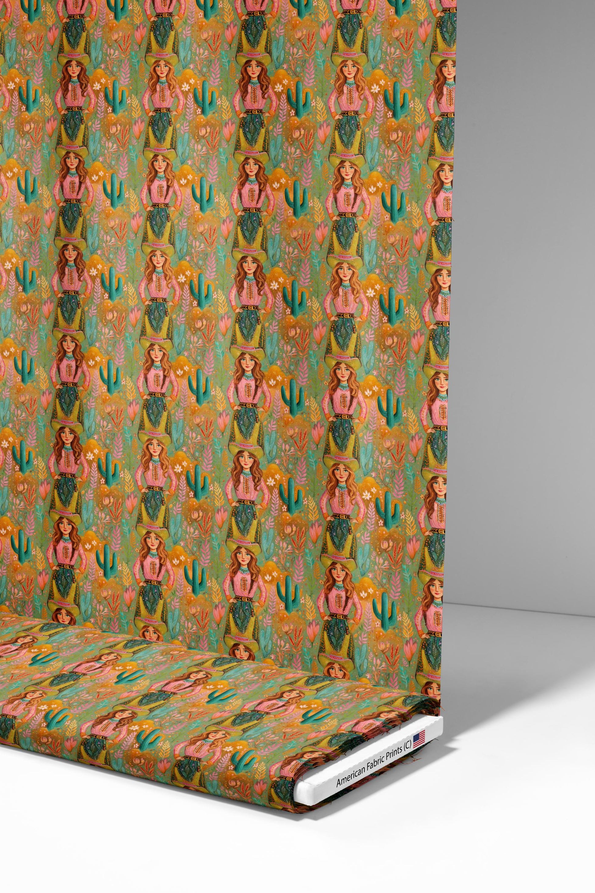 Bright Cowgirl Fabric - Shop now at American Fabric Prints
