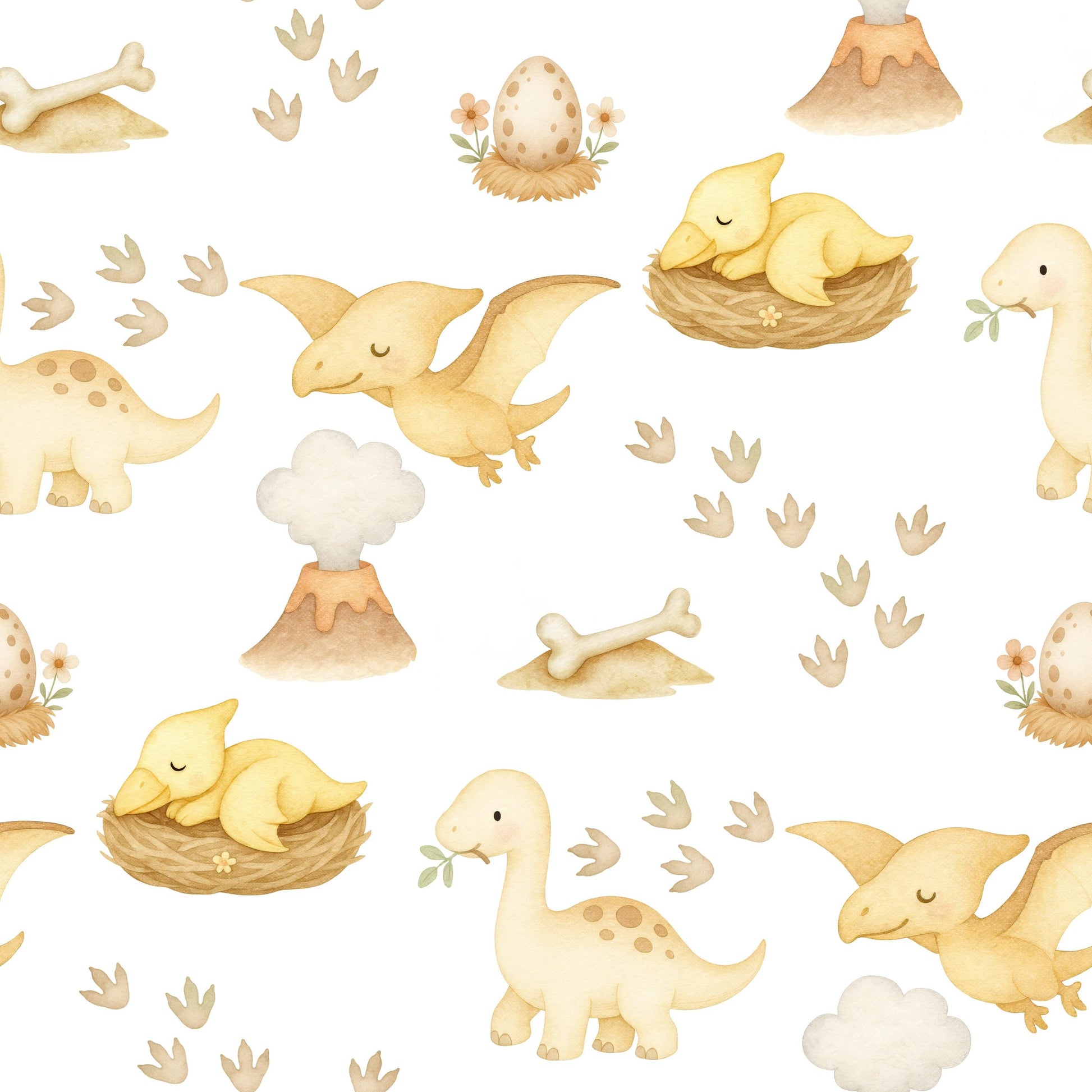 Little Yellow Dinosaurs Fabric - Shop now at American Fabric Prints