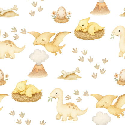 Little Yellow Dinosaurs Fabric - Shop now at American Fabric Prints