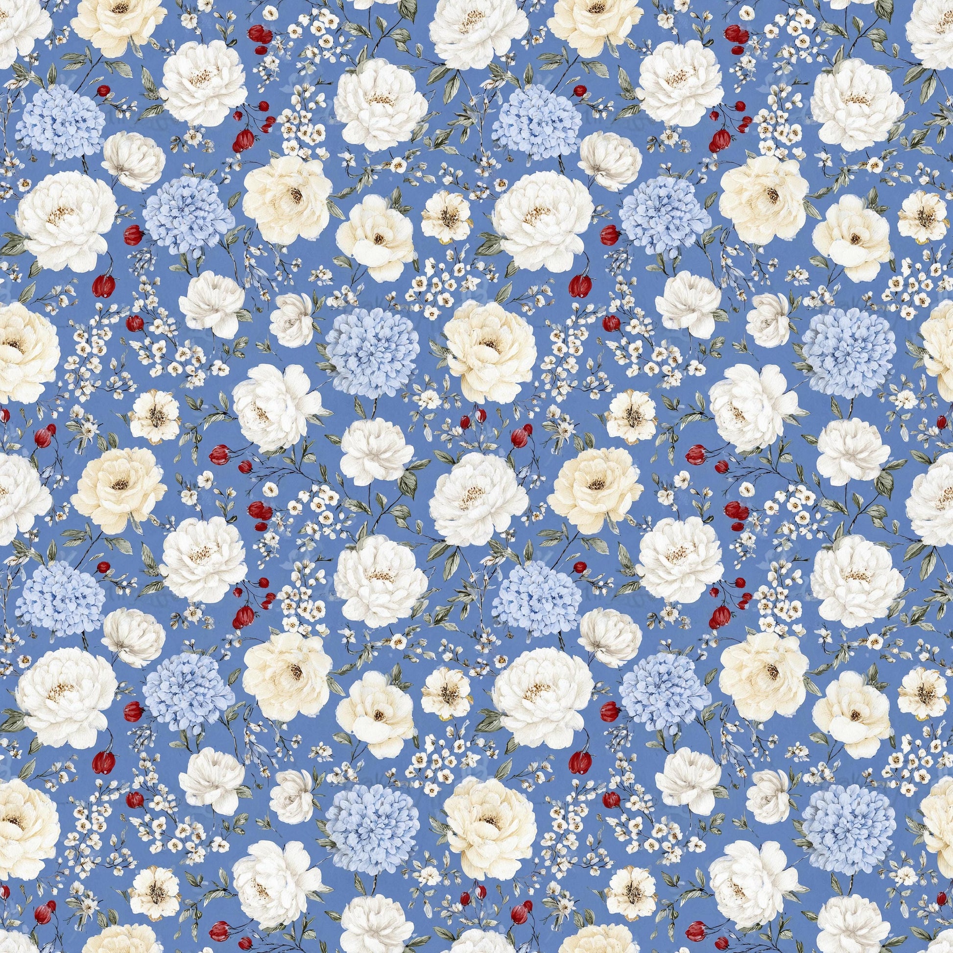 Red White and Blue Floral Fabric - Shop now at American Fabric Prints