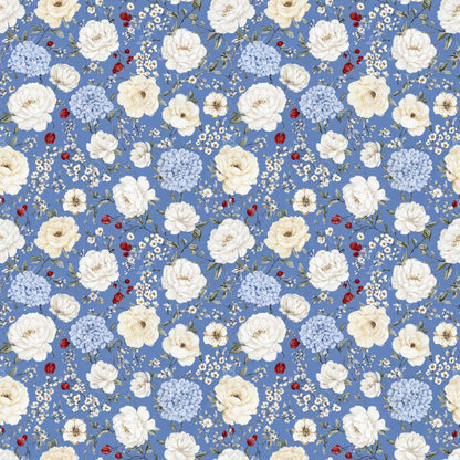 Red White and Blue Floral Fabric - Shop now at American Fabric Prints