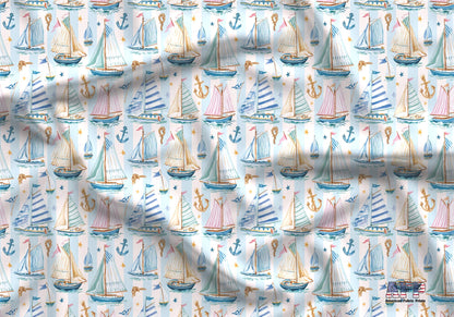 Preppy Sailboats Fabric - Shop now at American Fabric Prints