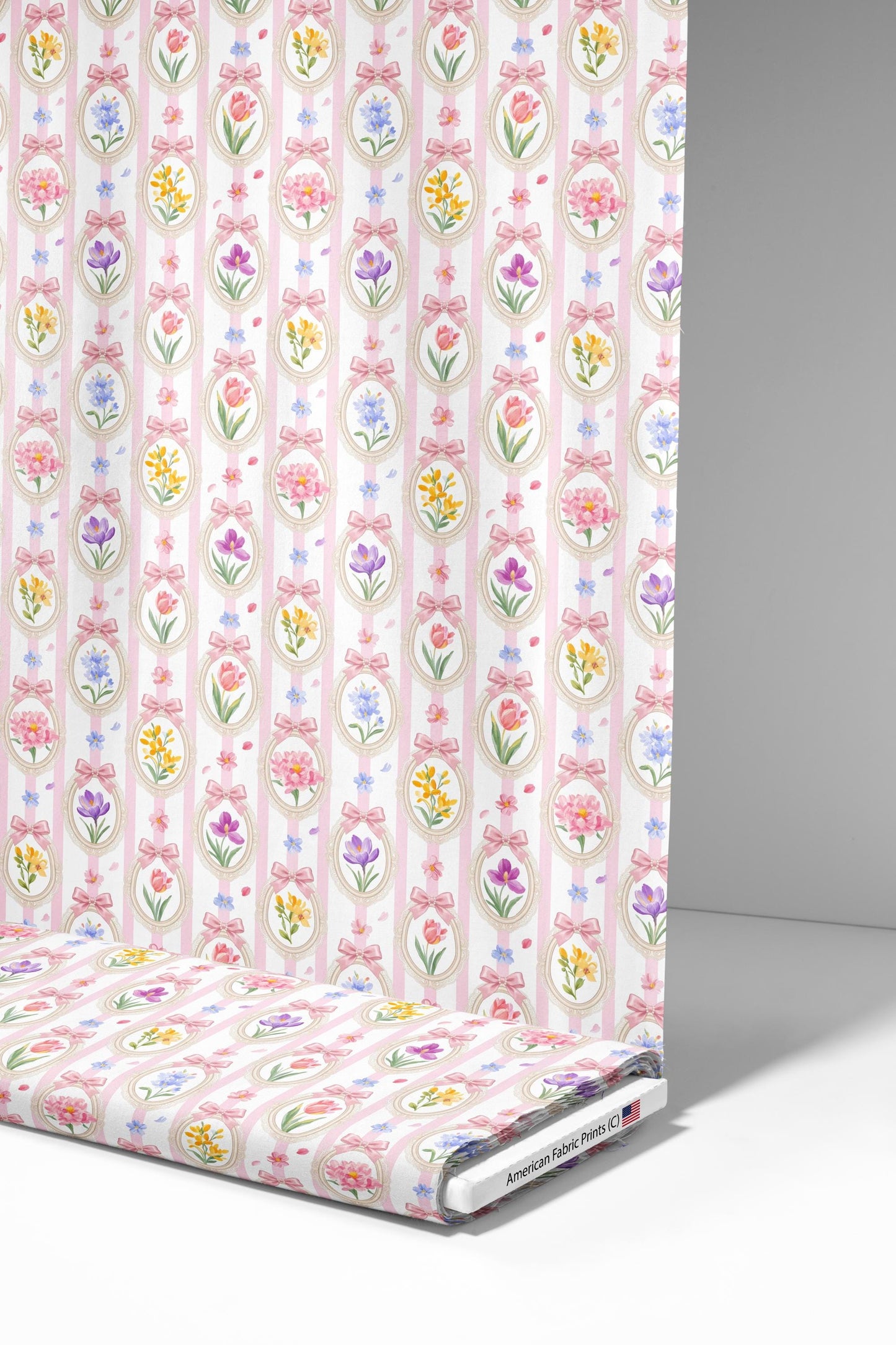 Floral Oval Frames Fabric - Shop now at American Fabric Prints