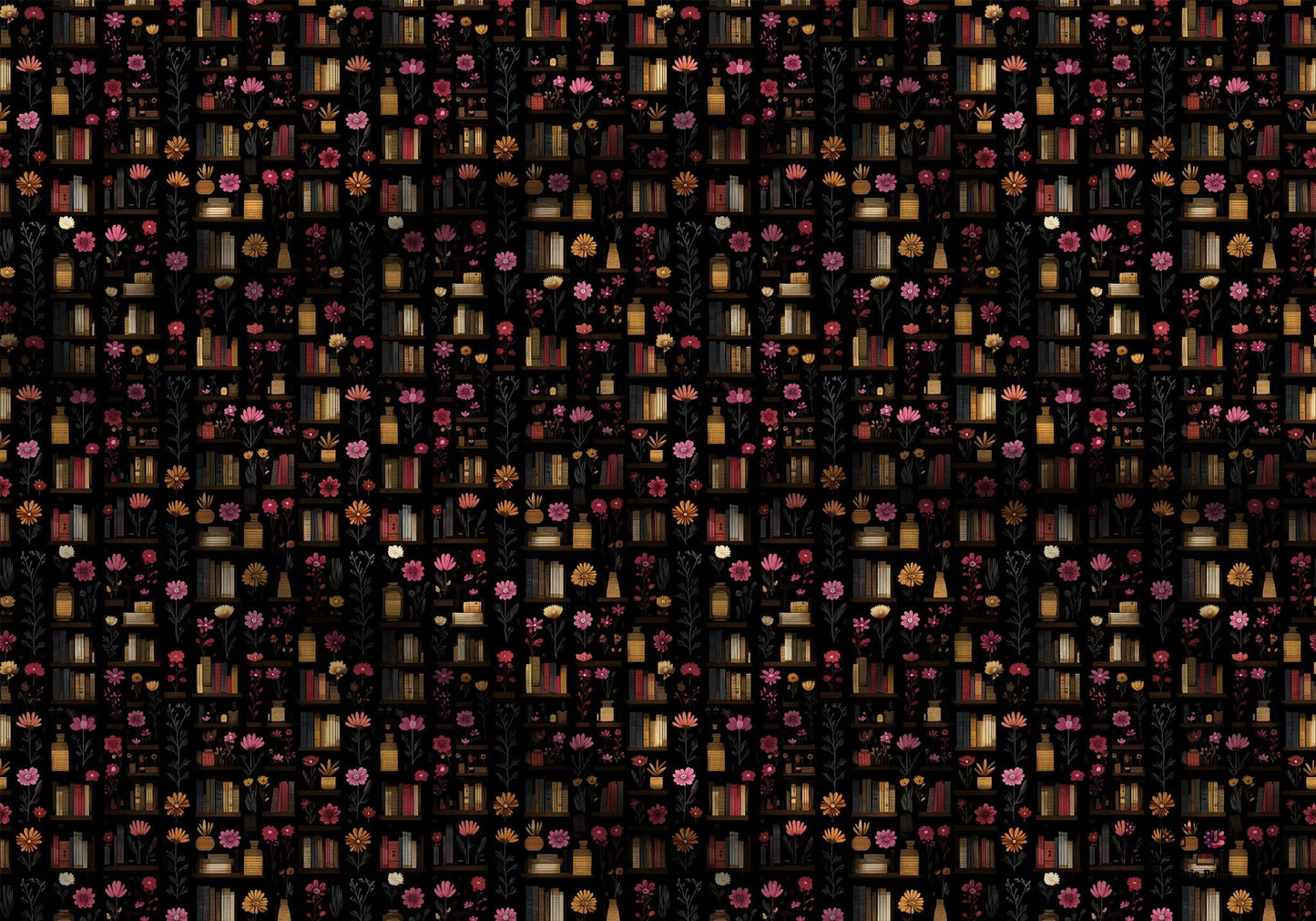 Dark Book Shelves Fabric - Shop now at American Fabric Prints
