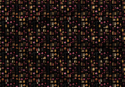 Dark Book Shelves Fabric - Shop now at American Fabric Prints