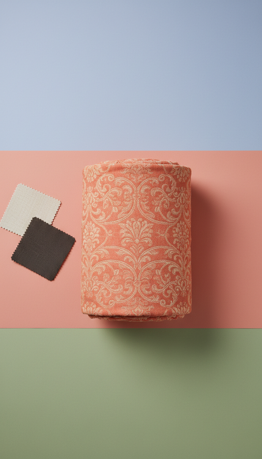 Coral Peach Jacquard upholstery fabric