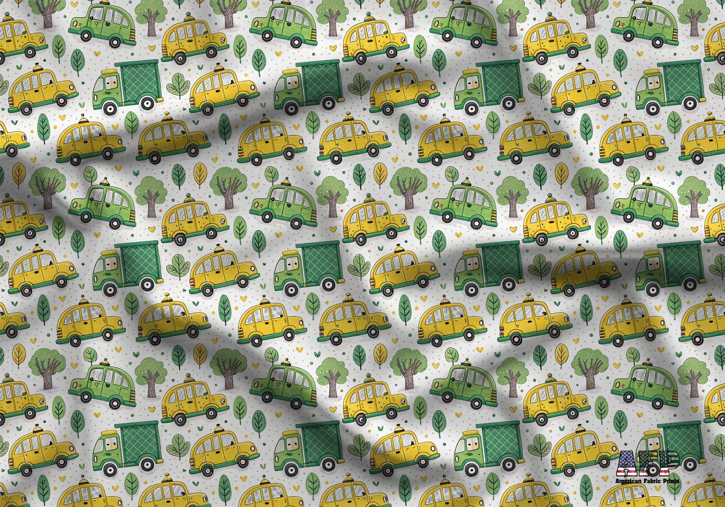 Taxis+Trucks Fabric - Shop now at American Fabric Prints