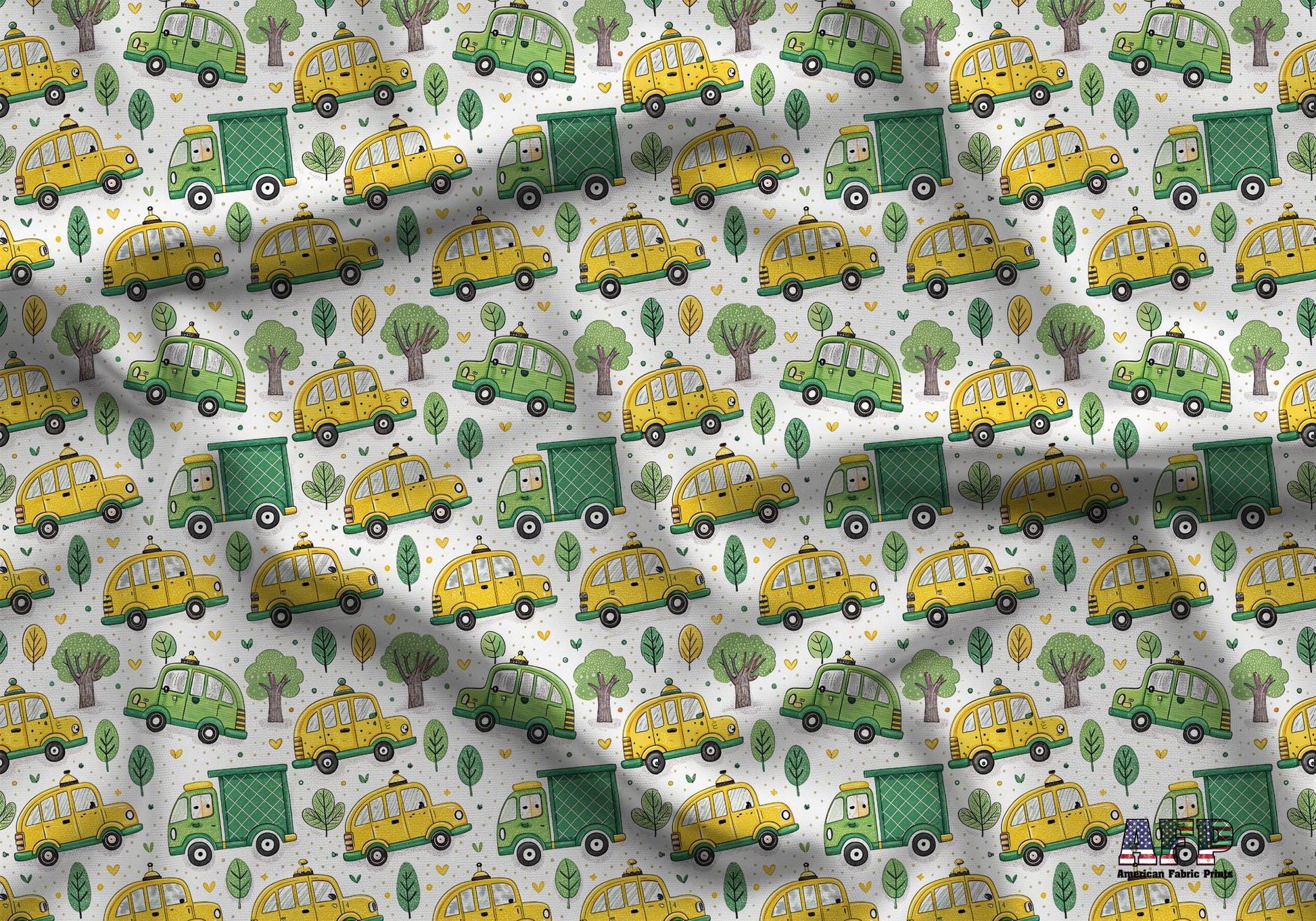 Taxis+Trucks Fabric - Shop now at American Fabric Prints