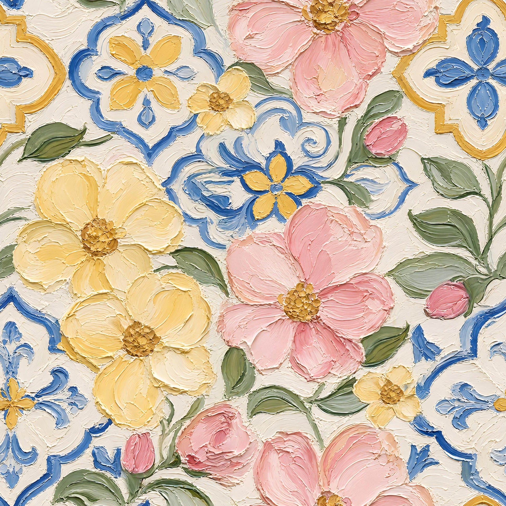 Mediterranean Oil Paint Floral Fabric - Shop now at American Fabric Prints