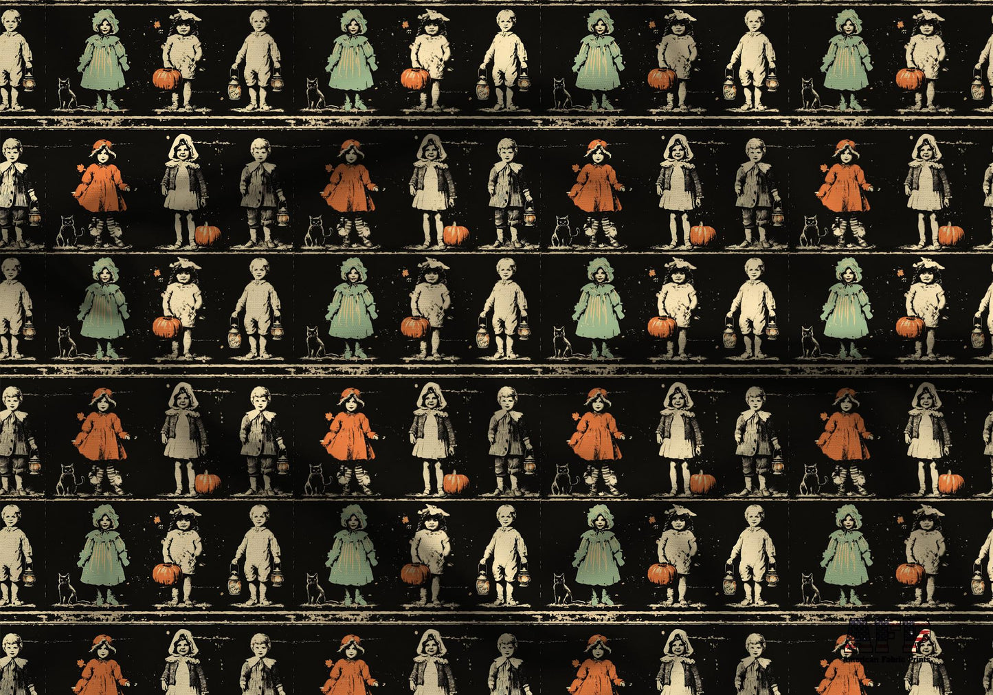 Vintage Halloween Children Fabric - Shop now at American Fabric Prints
