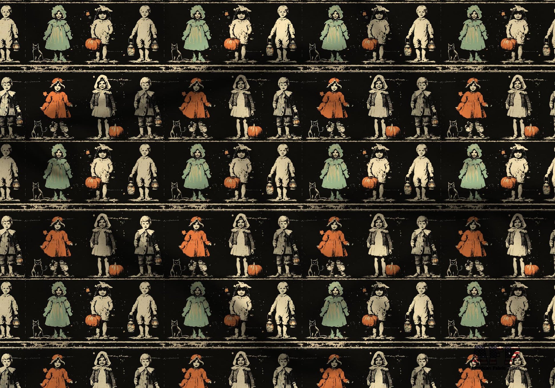 Vintage Halloween Children Fabric - Shop now at American Fabric Prints