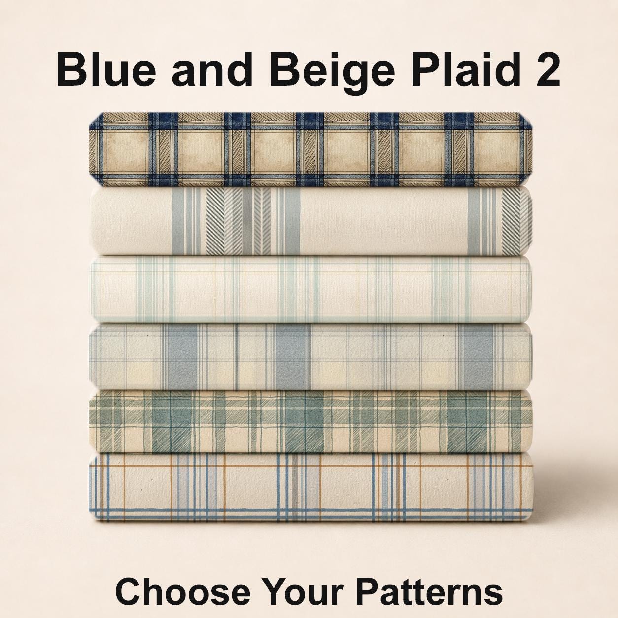 Blue and Beige Plaid 2 Fabric Bundle Set - Shop now at American Fabric Prints